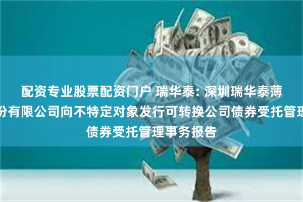配资专业股票配资门户 瑞华泰: 深圳瑞华泰薄膜科技股份有限公司向不特定对象发行可转换公司债券受托管理事务报告